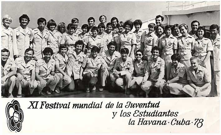Советская делегация по пути в Гавану на XI Всемирный фестиваль молодежи и студентов.